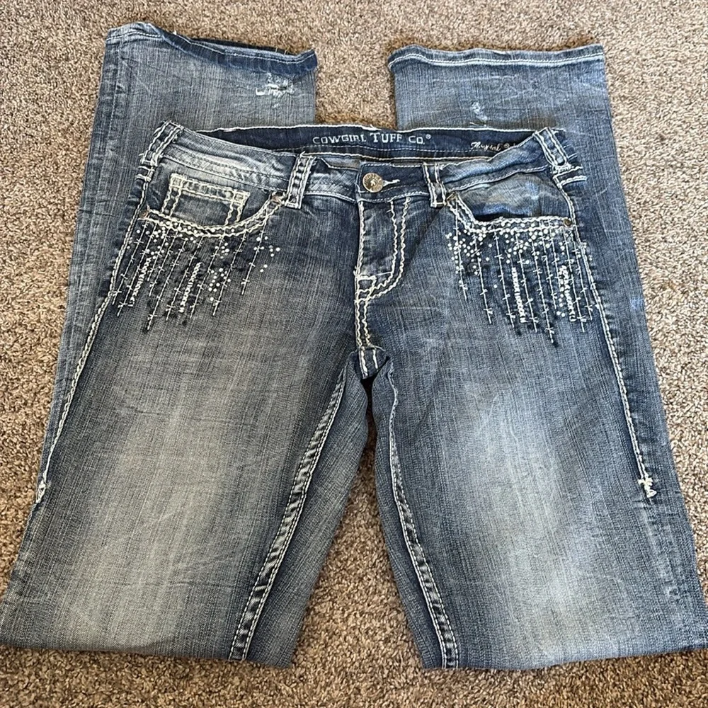 Cowgirl Tuff Crystal Waterfall Boot Cut Jeans - Picture 3 of 5